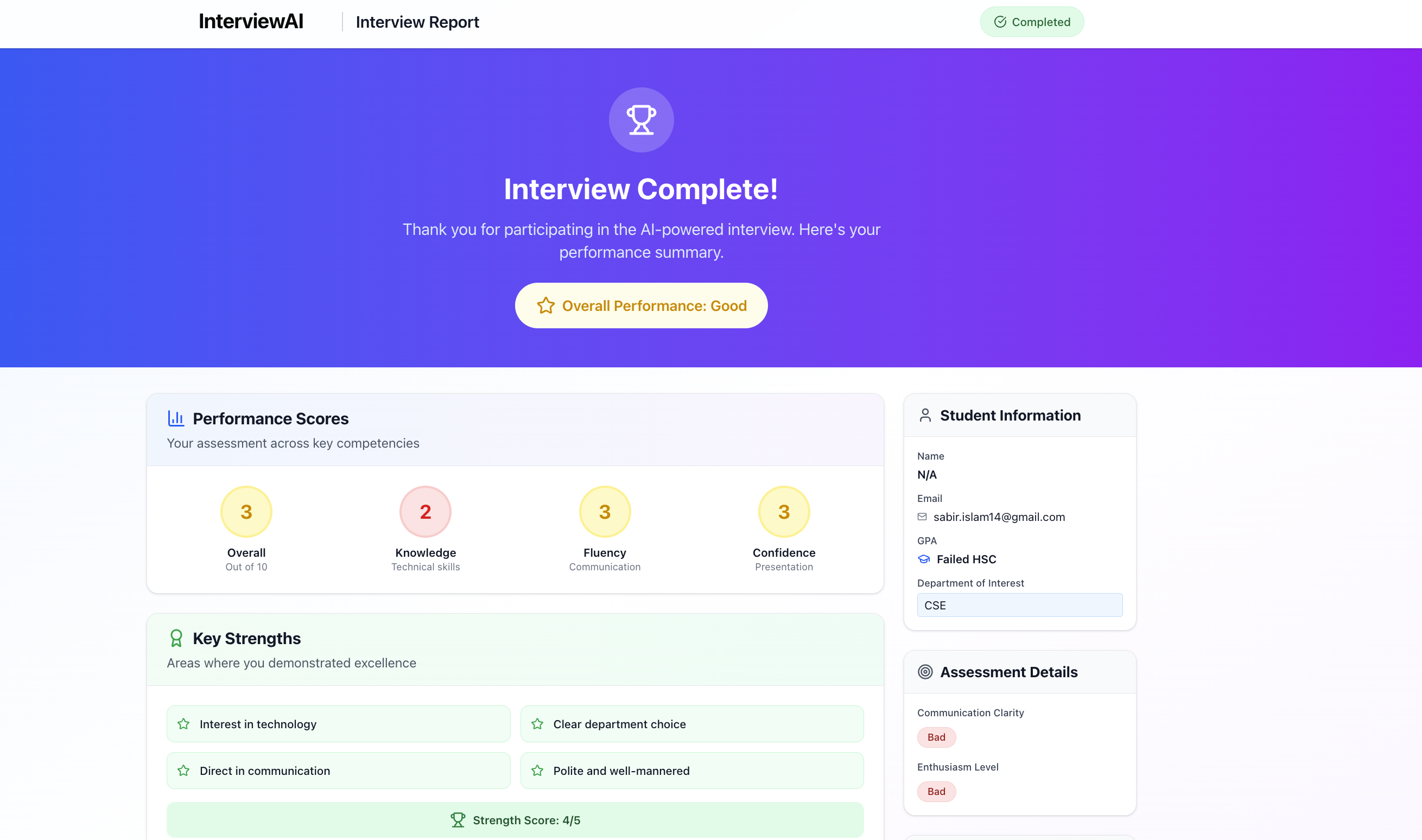 Voice Interview Results